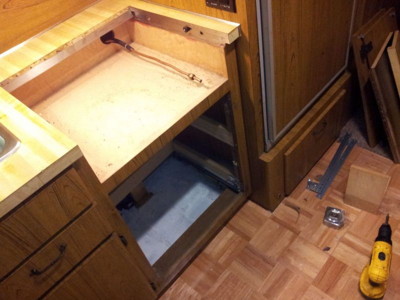 cooktop and drawers removed.
