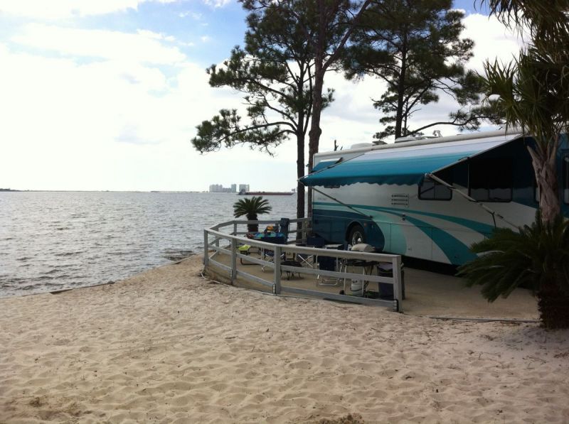 Navarre Beach Camping Resort Site BF.  Resort keeps this site open for less than seasonal.
